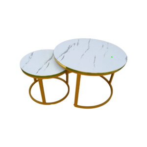 White Nesting Coffee Table Set – Marble Effect MDF Top