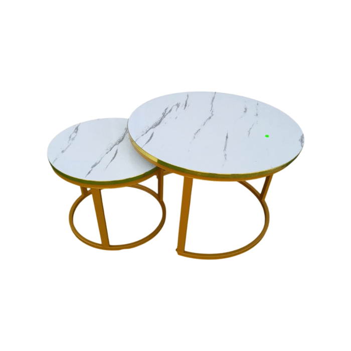 White Nesting Coffee Table Set – Marble Effect MDF Top