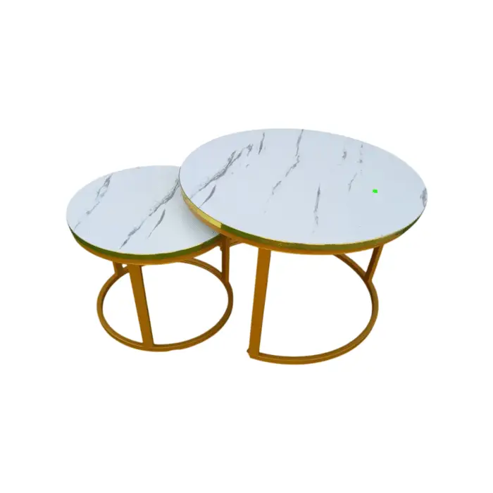 White Nesting Coffee Table Set – Marble Effect MDF Top